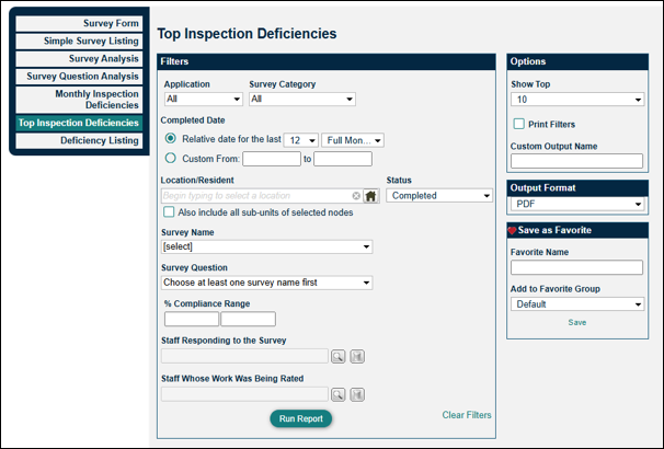 Top Inspection Deficiencies